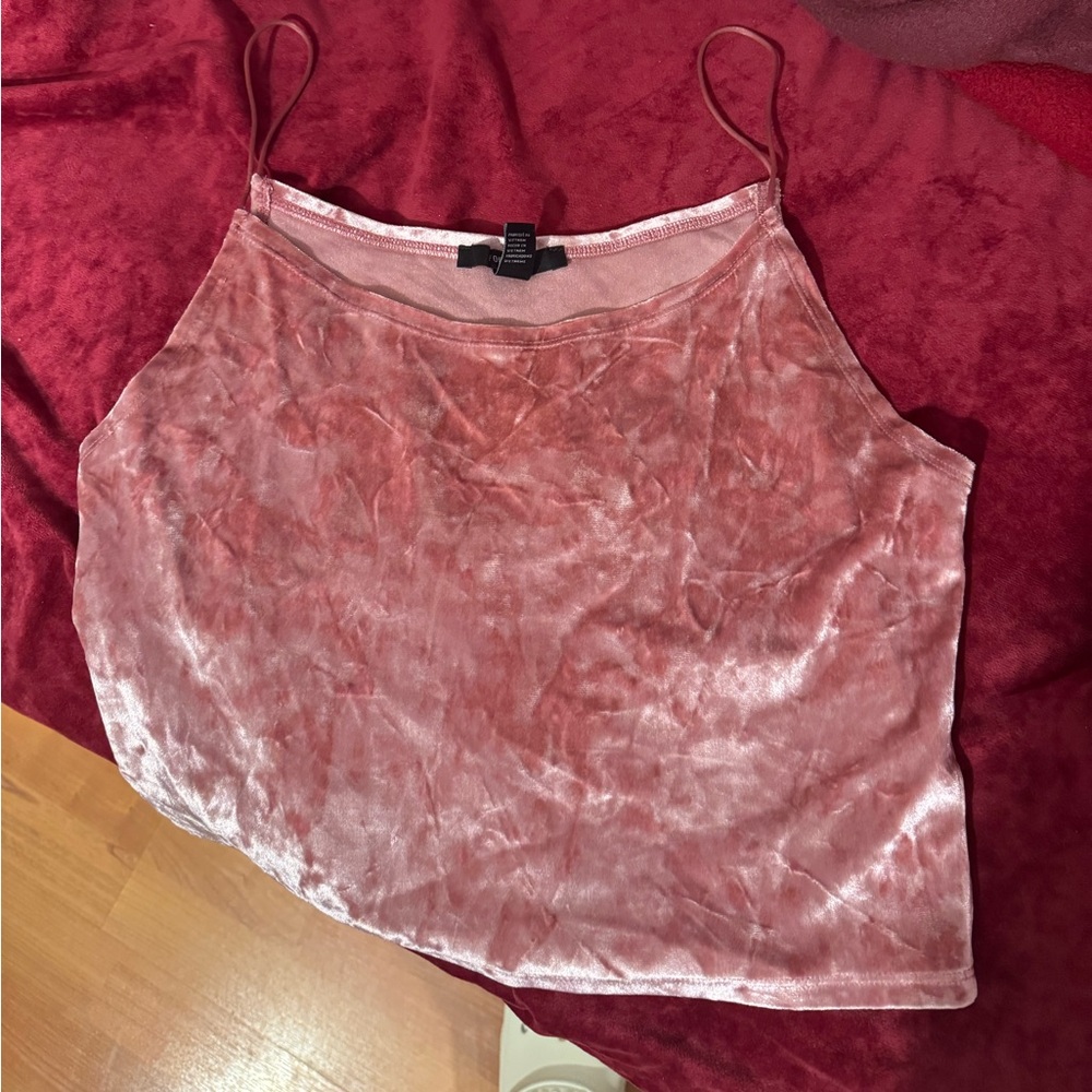 pink velvet crop top